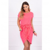 Bavlnené šaty s opaskom MI8980 neónovo ružové Univerzálna Ružová/neón