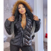 EU Metalická dámska čierna zimná bunda s kapucňou Veľkosť: S/M