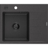 Mexen Ben, 1-komorový granitový drez 600x500x190 mm, ľavý + čierny sifón, čierna škvrnitá, 6522605000-76-B