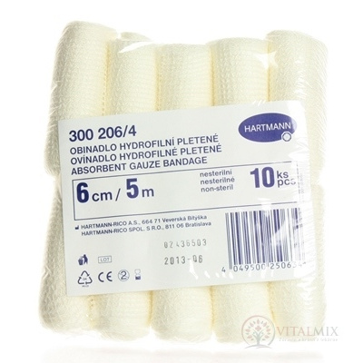 Hartmann Obin. hydrofil. plet. nesteril. 6 cm x 5 m bal. 10