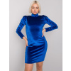 Modré dámske zamatové mini šaty RV-SK-7279.76-blue L