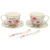 Home Elements Csészék csészealjakkal és kanálakkal 2 x 250 ml, Rózsa Home Elements