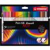 Fixy STABILO Pen 68 brush s flexibilným štetcovým hrotom, puzdro 30 farieb (4006381578219)