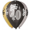 SMART BALLOONS Nafukovacie balóniky, 30 cm, Happy Birthday „40“, mix farieb, 5 ks 8595681501158