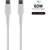 Fixed krátky nabíjací a dátový Liquid silicone kábel s konektory USB-C a podporou PD, 0.5m, USB 2.0, 60W, biely FIXDLS-CC05-WH