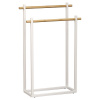 TENDANCE Stojan na uteráky White Bamboo 1, biela/s drevenými prvkami