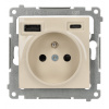 Kontakt Simon 1-zásuvka s USB C+A Simon54 PREMIUM/NATURE SS 2,1A béžová DGZ1ZUSB2CA.01/41