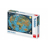 Dino Puzzle - Kreslená mapa světa - 1000 dílků