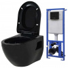 zahrada-XL Keramické závesné WC so skrytou nádržou čierne 3054479