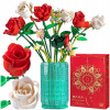 KONŠTRUKČNÁ STAVEBNICA ČERVENÉ RUŽE VO VÁZE KVETY KVETINY KYTICA 1022 DIELOV