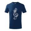 Husľový kľúč kvety - Tričko detské bavlnené - 104-110cm / 3-4 roky ( Polnočná modrá )