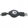 USB kábel (1.1), USB A M - 4-pin M, 0.7m, navíjacia, čierny, Logo, HIROSE