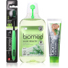 Biomed Gum Health Biomed Natural Whitening ústna voda 500 ml + Biomed Gum Health prírodná zubná pasta 100 g + Biomed Complex Toothbrush zubná kefka s aktívnym uhlím 1 ks