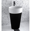BESCO UNIQA B&W 46,5 x 32,5cm umývadlo voľne stojace oválne, liaty mramor, biele/čierne, #UMD-U-WBW - chrómová