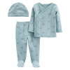 CARTERS CARTER'S Set 3dielny tričko dl. rukáv, polodupačky, čiapka Blue Dino chlapec LBB PRE, veľ. 46