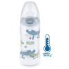 NUK FC+ fľaša s kontrolou teploty 300 ml BOX - Flow Control cumlík 1 ks modrá