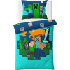 Carbotex dětské povlečení bavlna Minecraft Alex a Steve modré 140x200, 70x90 cm