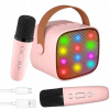 BEZDRÔTOVÝ MIKROFÓN S REPRODUKTOROM, BLUETOOTH KARAOKE SET PRE DETI, LED