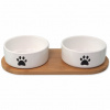 Dog fantasy Set misky keramické s podtáckem bílé tlapka 2x 13x5,5cm, 400ml