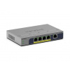 Netgear NETGEAR GS105P Nespravované Gigabit Ethernet (10/100/1000) Podpora napájania cez Ethernet (PoE) Stolová/nástenná montáž Šedá (GS105P-300EUS)