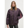 Bunda Alpha Industries MA-1 CORE WMN dámska, fialová farba, zimná, oversize
