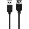 Kábel USB 2.0 A-A M/F 0.3m, High Speed, predlžovací, čierny