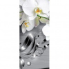 Dverová fototapeta - FT3050 - Orchidea na sivom pozadí 91cm x 211cm - Samolepiaca fólia
