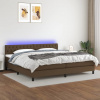 vidaXL Posteľ boxsping s matracom a LED tmavohnedá 200x200 cm látka - Hnedá - 167774-102115