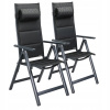 2x Záhradné kreslo ležadlo set skladacie hliníkové čierne