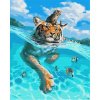 Obraz na maľovanie podľa čísel Artnapi Tiger a mačka 50x40 cm