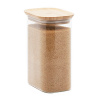 Dóza Pebbly, PKV-068, skleněná, objem 1,2 l, bambusové víko, obdelníkový tvar, zaoblené hrany