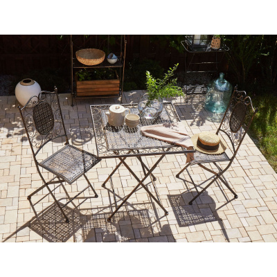 BELIANI Záhradný stôl čierny kovový skladací štvorcový 70 x 70 cm UV odolnosť balkón terasa záhrada