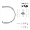 WA - MADLO M1 WA/A-S-SKLO pár Rozteč madla: 300 mm, Rozmer profilu madla: Ø 30 mm NEM - nerez matná