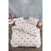 Krémové 4-dielne predĺžené obliečky na dvojlôžko z bavlny Renforcé s plachtou 200x220 cm Mini Hearts – Mila Home