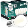 6x LED žiarovka E27 filament trieda A 3,8W 840LM = 60W 4000K 360° Lumiled