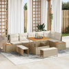 zahrada-XL Súprava záhradných pohoviek 9 pcs Béžová polyratan 3362926