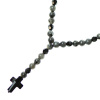 Glosery náhrdelník - ruženec s lesknúcim krížikom a disko guľami od Swarovski®, lesklý / matný čierny achát 6-8mm Dĺžka: 55cm (zapínanie), Krížik: zlatý / 18mm, Typ korálok / veľkosť: matný achát + Sw