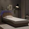 Rám postele s LED osvětlením cappuccino 100 x 200 cm umělá kůže Hnědá 3214093