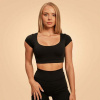GymBeam Dámske tričko Cropped Sense Black - BeastPink Veľkosť: XS 91240-1-XS