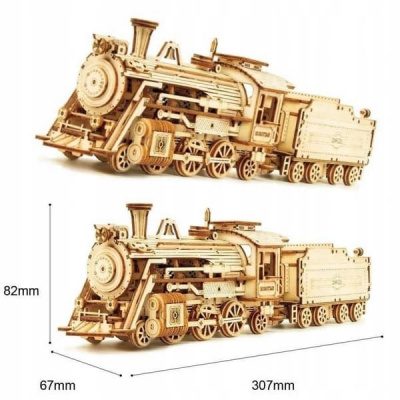 RoboTime Drevené 3D puzzle Parná lokomotíva