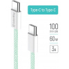 ColorWay kábel USB-C na USB-C, PD Fast Charging 60W, 3.0A, 1m, zelený CW-CBPDCC061-G