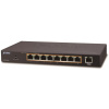 Planet PoE switch 1Gbps, 9xTP, 8xPoE 802.3at 30W/120W, fanless