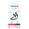SWISSTEN NABÍJECÍ AUDIO ADAPTÉR TEXTILE USB-C (samec) / 2x USB-C (samice) 0,12 M ČERNÝ 73502302 Swissten