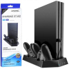 Interlook Nový model | HB-P06-3v1-B | Chladiaca podložka pre PS4 / Slim / Pro | Dokovacia stanica s HUB 3 USB Čierný