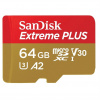Paměťová karta Sandisk Extreme PLUS microSDXC 64GB 200MB/s / 90MB/s A2 C10 V30 UHS-I, s adaptérem