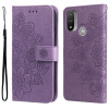 Peňaženkové kožené puzdro 7-petal Flowers na Motorola Moto E20 / E30 / E40 - Fialová