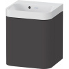DURAVIT Happy D.2 Plus c-shaped závesná skrinka s nábytkovým umývadielkom bez otvoru, 1 dvierka, pánty vpravo, 400 x 360 x 480 mm, grafit super matná, HP4344N80800000