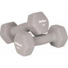 Rebel RBA-2330-4 Liatinové neoprénové činky HEX 2×4 kg, béžové