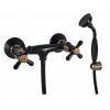 MORAVA RETRO - Sprchový set s batériou, Čierna matná/Stará mosadz (Bronz) MK180.5/1CMATSM, RAV Slezák Farba: Čierna matná/Stará mosadz (Bronz), Rozmer: 100 mm