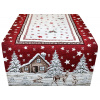 Vianočný gobelínový behúň na stôl Zimná krajina na bordovom 40x130 cm Chenille IT029